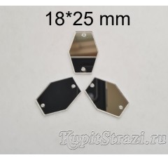 Форма P28 - 18*25 mm (серебро) пришивные акриловые зеркала