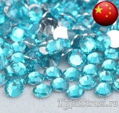 Стразы Aquamarine ss10 холодной фиксации - стеклянные китайские стразы премиум качества